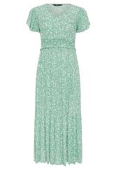 M&Co Petite Green Floral Print Shirred Waist Maxi Dress
