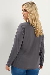 YOURS Plus Size Grey Long Sleeve Core T-Shirt | Yours Clothing 2