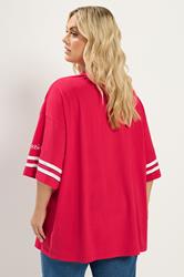 YOURS Plus Size Red 'Milano' Boxy Varsity T-Shirt | Yours Clothing 4