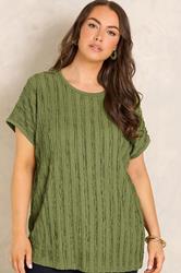 EVANS Plus Size Green Textured Front Top | Evans 3