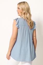 YOURS Plus Size Blue Sleeveless Pintuck Top | Yours Clothing 2