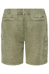 BadRhino Big & Tall Khaki Green Washed Cotton Slub Cargo Shorts | BadRhino  7