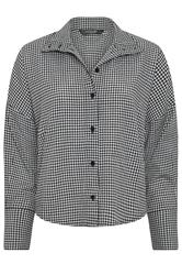 PixieGirl Petite Women's Black Gingham Funnel Neck Shirt| PixieGirl 5