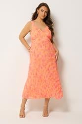 YOURS Plus Size Orange Floral Pleated Dress | Yours Clothing 3