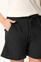 LTS Tall Women's Black Tie Waist Textured Shorts | Long Tall Sally 4