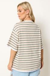 YOURS Plus Size Ivory White Stripe Ringer T-Shirt | Yours Clothing 4