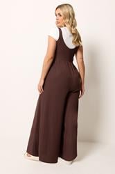 YOURS Plus Size Chocolate Brown Textured Jumpsuit | Yours Clothing 2