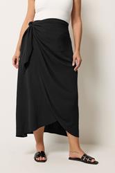 YOURS Plus Size Black Wrap Skirt | Yours Clothing 1