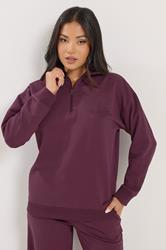 PixieGirl Petite Women's Burgundy Red 'Monte Carlo' Slogan Quarter Zip Sweatshirt | PixieGirl 3