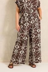 EVANS Plus Size Chocolate Brown Abstract Trousers | Evans 3