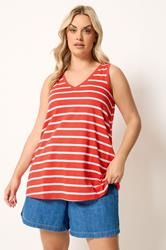 YOURS Plus Size Orange Stripe Vest Top | Yours Clothing 3
