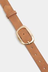 Natural Brown Brushed Buckle Statement Belt | Yours Clothing 2