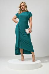 YOURS LONDON Plus Size Blue Gather Detail Dress | Yours Clothing 3