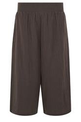 PixieGirl Petite pantalones anchos de algodón de muselina marrón chocolate de corte cropped