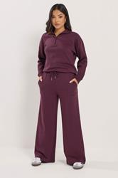 PixieGirl Petite Women's Burgundy Red 'Monte Carlo' Slogan Wide Leg Joggers | PixieGirl 3