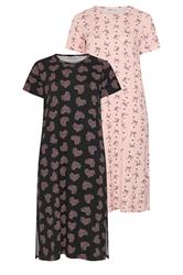 YOURSET Plus Size 2 PACK Pink Bow & Heart Print Midaxi Nightdresses | Yours Clothing 7