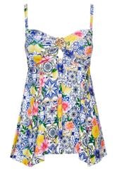 YOURS Plus Size Blue Mediterranean Tile Tankini Top | Yours Clothing 7