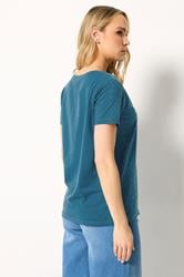 LTS Tall Women's Teal Blue Broderie Anglaise Front T-Shirt | Long Tall Sally 2