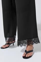 LIMITED COLLECTION Plus Size Black Lace Hem Wide Leg Trousers | Yours Clothing 4