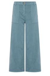 M&Co Petite Blue Midrise Wide Leg Cargo Trousers