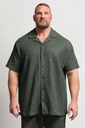 BadRhino Big & Tall Green Textured Revere Shirt | BadRhino 1