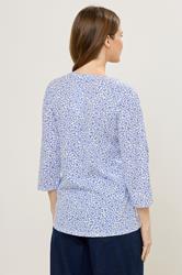 M&Co Blue Floral Cotton Henley Top | M&Co 2