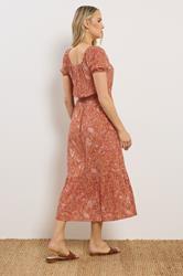 LTS Tall Women's Rust Orange Floral Midi Dress | Long Tall Sally 4