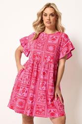 YOURS Plus Size Pink Mixed Shell Tunic Dress | Yours Clothing 3
