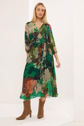 STAR Green Abstract Pleated Dress | StarByJM 3