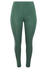 YOURS Plus Size Green Side Striped Leggings | Yours Clothing 6