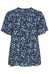 EVANS Plus Size Blue Floral Print Pleat Front Top | Evans 6
