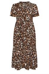 YOURS Plus Size Brown Leopard Half Placket Dress | Yours Clothing 6