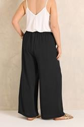 EVANS Plus Size Black Tie Waist Wide Leg Trousers | Evans  2