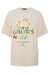 YOURS Plus Size Natural Brown 'Happiness Grows' T-Shirt | Yours Clothing 5