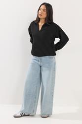 PixieGirl Petite Women's Black Collar Oversized Sweatshirt | PixieGirl 1