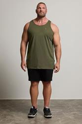 BadRhino Big & Tall Khaki Green Extra Long Plain Vest Top | BadRhino 1