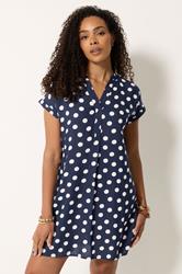 M&Co Navy Blue Polka Dot Beach Dress | M&Co 3