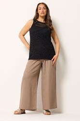 YOURS Plus Size Black Knitted Stitch Detail Vest Top | Yours Clothing 1