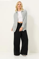 PixieGirl Petite Women's Grey Stripe Long Sleeve Shirt | PixieGirl 1