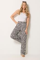 LTS Tall Women's Chocolate Brown Zebra Print Wide Leg Trousers | Long Tall Sally 3
