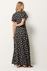 LTS Tall Women's Chocolate Brown Polka Dot Wrap Maxi Dress | Long Tall Sally  2