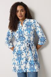 M&Co White & Blue Floral Print Tunic Shirt | M&Co 3