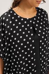 YOURS Plus Size Black Polka Dot Double Layer Top | Yours Clothing 4