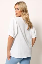 YOURS Plus Size White Textured Blouse | Yours Clothing 2