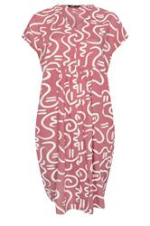 YOURS Plus Size Pink Abstract Print Pleat Front Midi Dress | Yours Clothing 5
