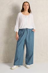 EVANS Plus Size Midwash Blue Wide Leg Denim Trousers | Evans 2