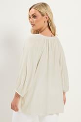 YOURS Plus Size Ivory White Chambray Blouse | Yours Clothing 2