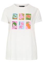 YOURS Curve White Tropical Postcard T-Shirt