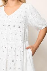 YOURS Plus Size White Broderie Anglaise Tiered Dress | Yours Clothing 4