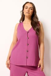 YOURS Plus Size Pink Textured Waistcoat | Yours Clothing 3